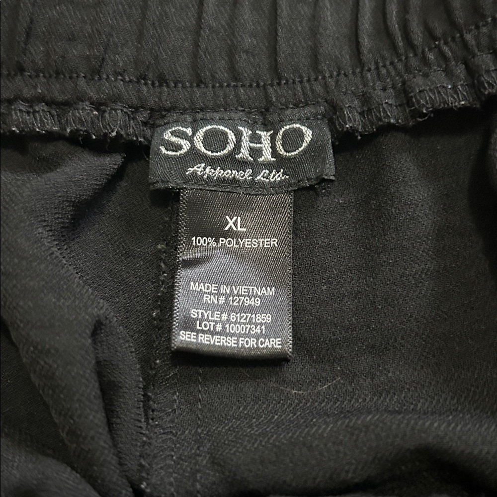Soho Black Relaxed Fit Dress Pants. Pull on. Size XL - Picture 2 of 5